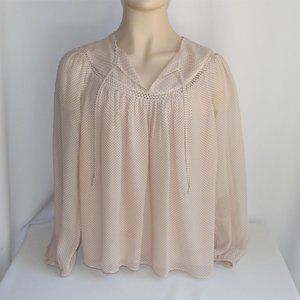 Joie Silk Long Sleeve Lace and Silk Top